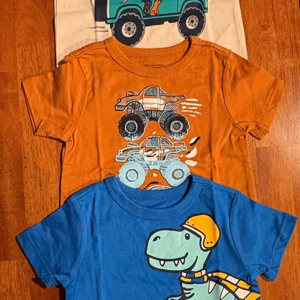 Childrens Place 3 Pack Tee Shirts Dino Trucks Bear Short Sleeves Size 12-18M NEW
